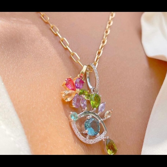 Evil Eye Statement Necklace - Picture 1 of 4